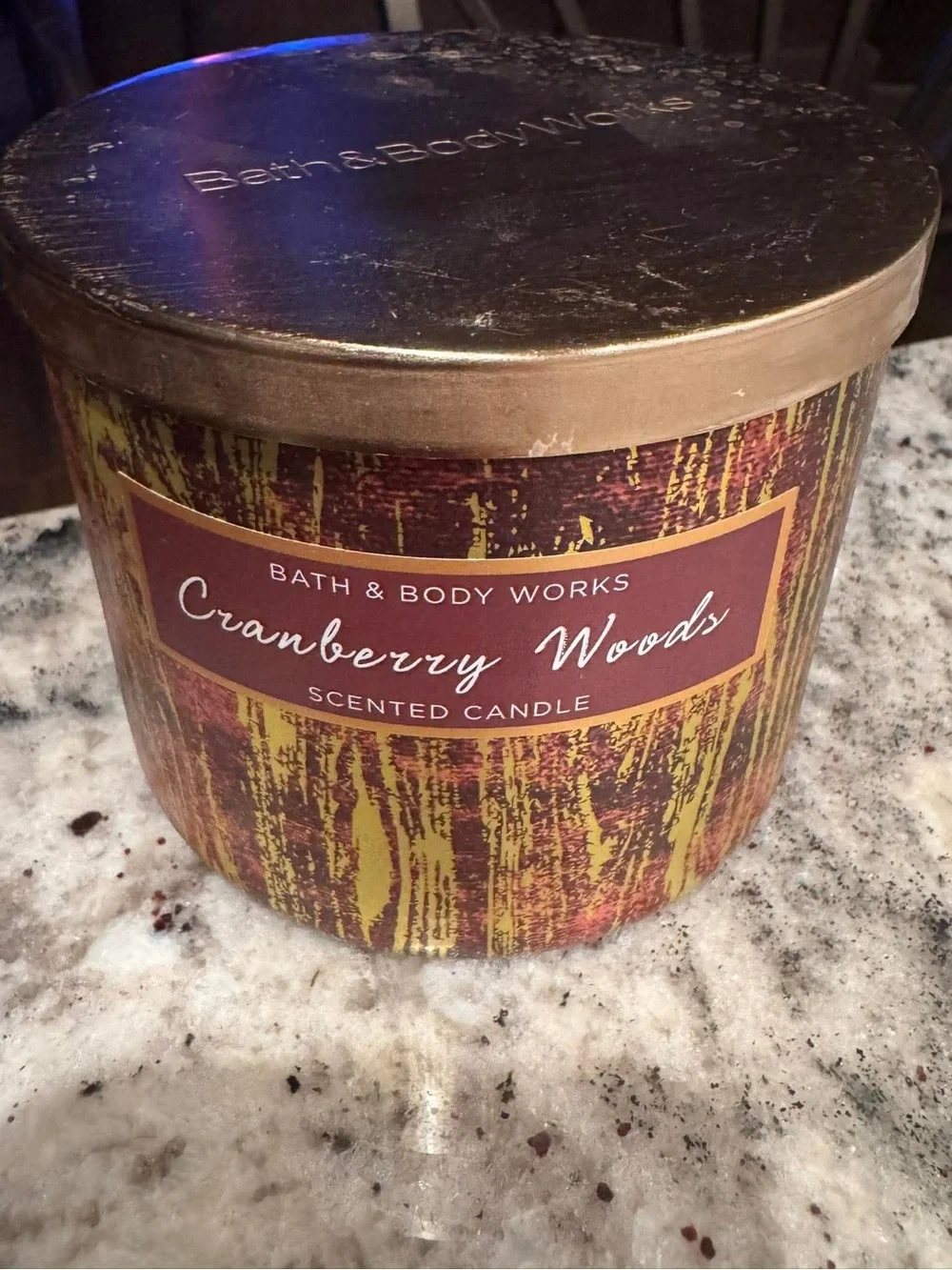 Bath & Body Works Cranberry Woods Candle in Red and Gold